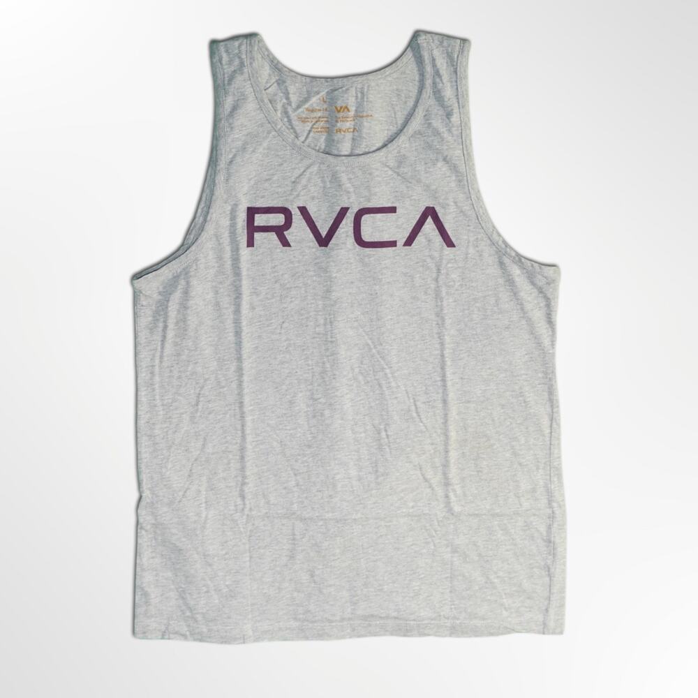 RVCA Grey Tank Top with Red Logo - Men's Large